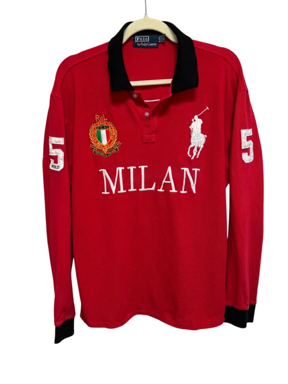 Chief Keef Polo by Ralph Lauren Long Sleeve Milan Big Pony Polo Shirt, XXL